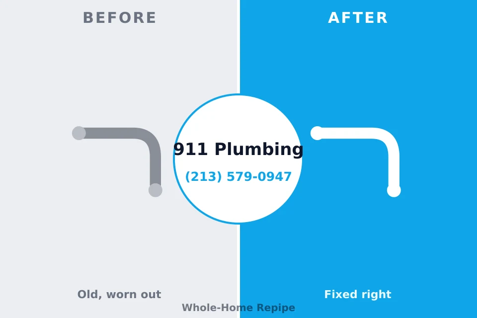 Before and after: plumbing repair Williamsville, NY